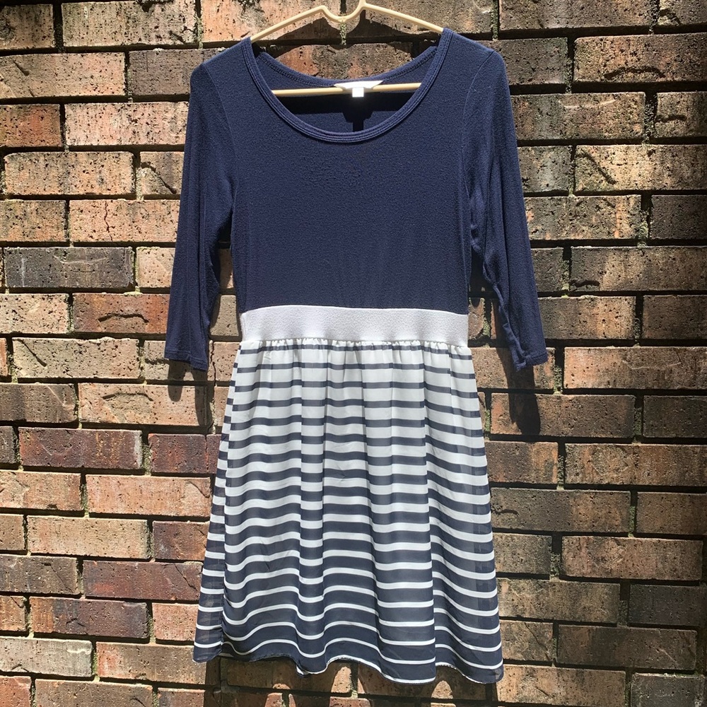 Navy blue and white Striped dress